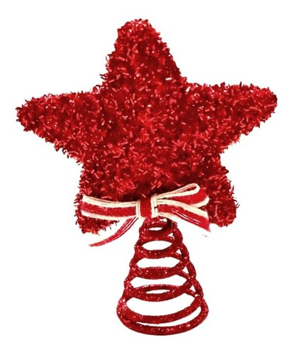 Ponteira Estrela Para Árvore De Natal Vermelha Média/grande