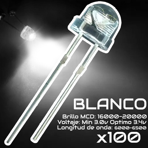 TodoMicro LPV-10MW led 5mm alta luminosidad blanco