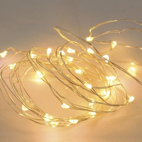 Guirnalda 3m Luz Led Alambre Calida Microled A Pilas