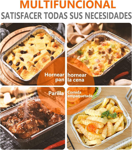Paquete De 50 Charolas De Aluminio Desechables Con Tapas