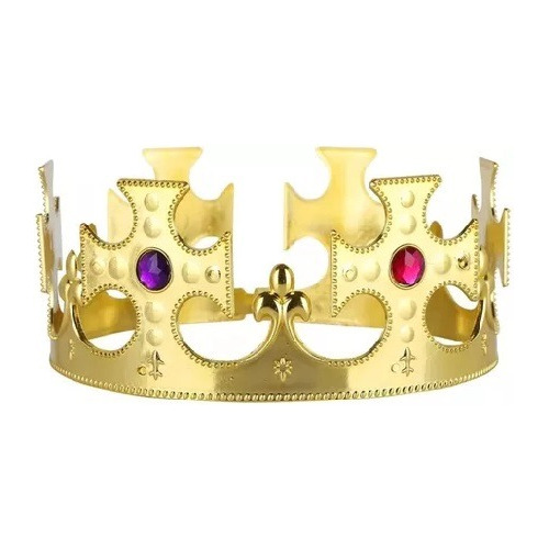 Corona Rey Reina Plastica Regulable Dorada 