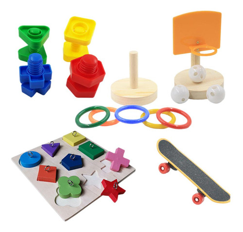 Juguete Para Loros Altura Ajustable Varios Juegos Para Aves