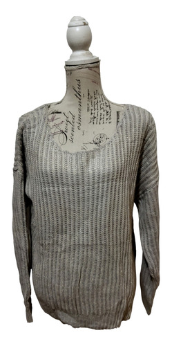 Sweater Buzo Beige Con Brillos Nuevo Talla L Xl 