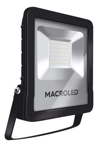 Reflector Led Macroled Pro 50w Ac100-240v Frio 6500k Ik08 Carcasa Negro Luz Blanco Frío