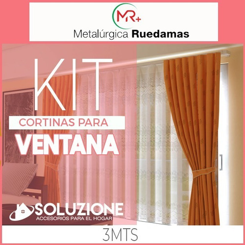 Imagen 2 de 10 de Kit Cortina Sistema De Ventana Aluminio 3 Metros Oferta !!!