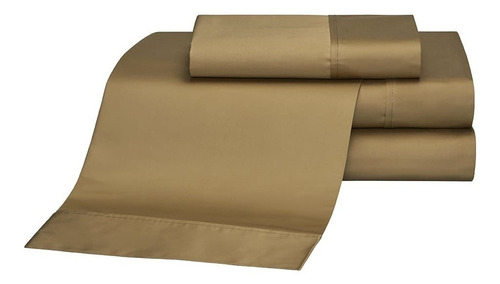 Juego de sábanas Danubio 400 Hilos color olive con diseño liso hilos 400 100% algodón para colchón de 2m x 1.6m x 0.35m
