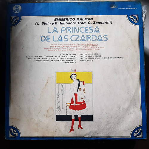 Vinilo Comp Spettac Operette La Princesa De Las Czardas Cl2