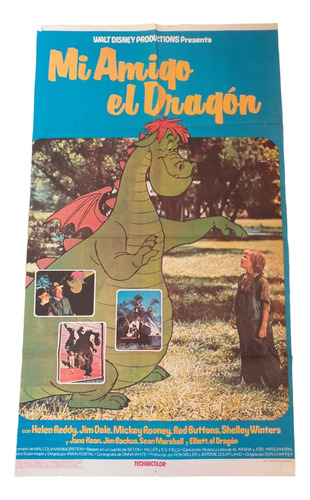 Antiguo Poster Afiche Cine- Mi Amigo El Dragón Walt Disney *