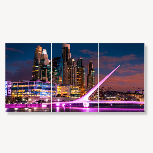 Cuadro Triptico Decorativo 60 X 30 Premium Arg Puerto Madero