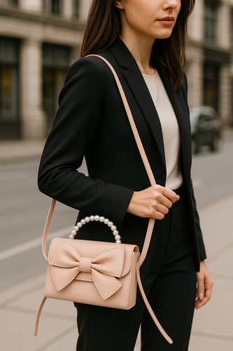 Bolsa Cruzada Para Mujer, Elegante, Moño, Bandolera