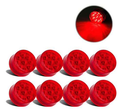 Partsam 8 Red 9 Led Light Trailer 2 Roundclearance Marker Li