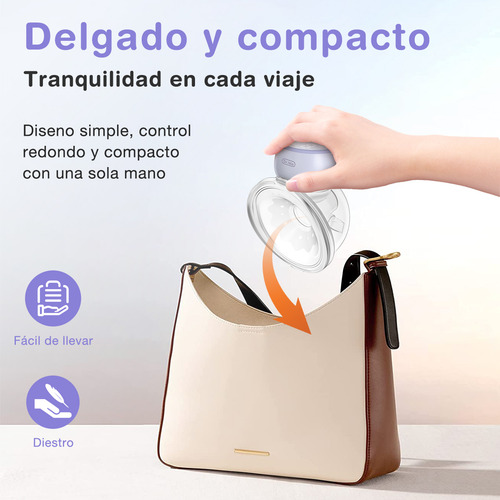 Extractor de Leche Eléctrico Portátil Dr.Isla Manos Libres 4 Modos 12 Niveles Luz Nocturna Silicona Alimentaria Color Purpura
