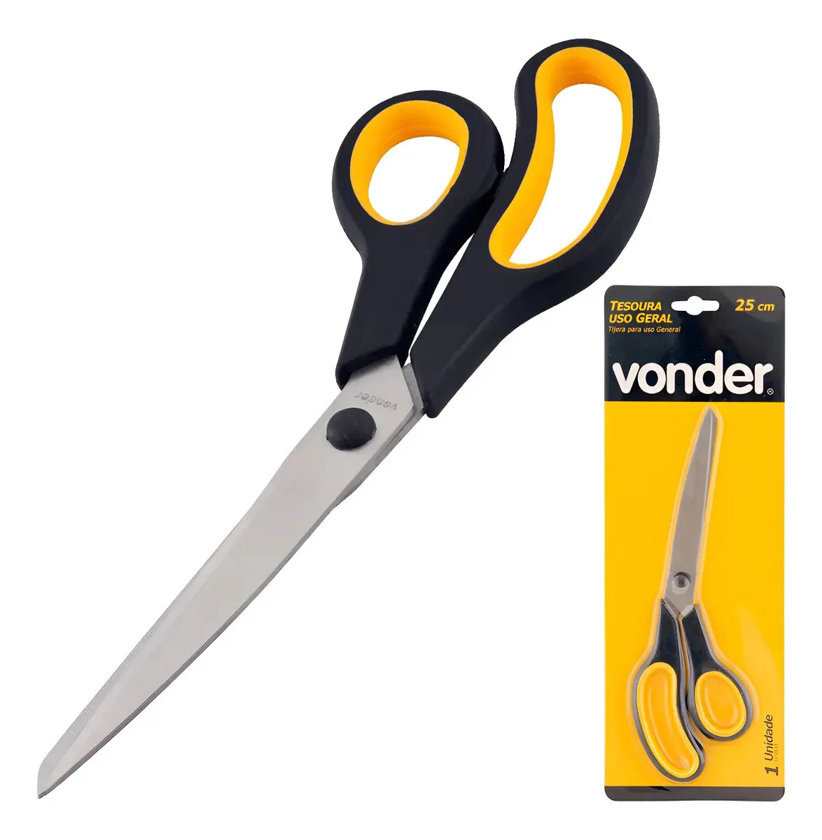 Tesoura P/ Tecido E Uso Geral Aço Inox 25cm Vonder Multiuso Cinza