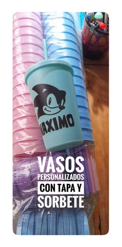  Vasos Tapa Sorbete Colores Pastel Personalizados 