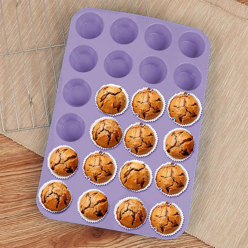 Molde Silicon Reposteria Moldes Cupcakes 24 Cup Horno Moldes De Silicona Para Cupcake Antiadherente Libre Bpa Pack 2 Moldes Magdalenas Silicona Horno Antiderrames Muffins Color Azul Pastel Okshop