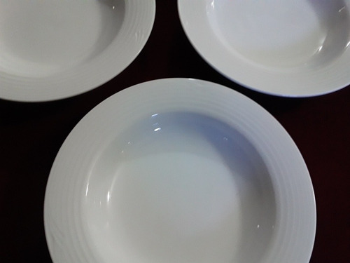 Juego 6 Platos Hondos Porcelana Norikate Blanco Artico Blanco