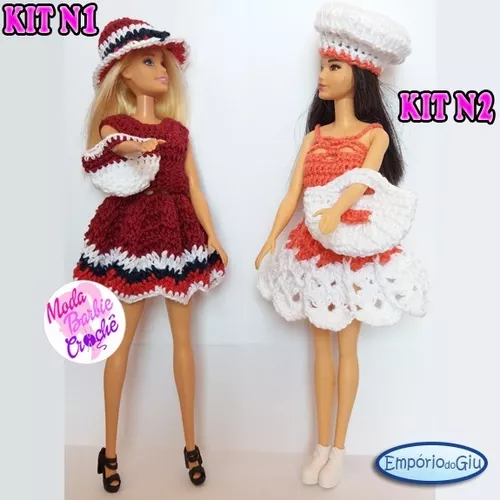 Roupinhas de Crochet para a Barbie  Roupas barbie de crochê, Roupas de  crochê para bonecas, Vestido de boneca de crochê