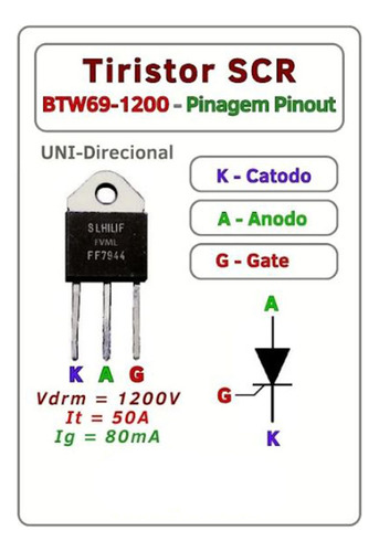 Btw691200, Btw69-1200, Scr, 1200v 50a, Aislante Pasta Termik