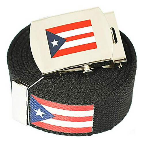 Correas -  Puerto Rico Flag  Canvas Military Black Web Belt 