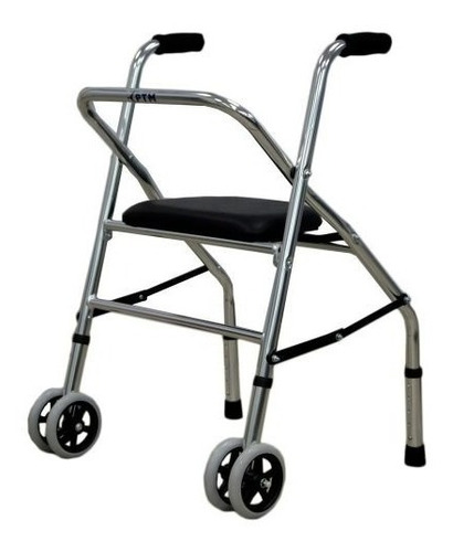 Andador Tijera C-2 Ruedas Y Asiento, Gris. Ptm