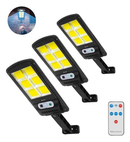 Pack X3 Foco Led Solar 120w Exterior Iluminacion Led Solares