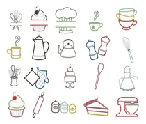 Comprar 20 Matrices Para Maquinas Bordadoras Cocinas Chef Aplique