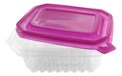 10 Contenedor Hermetico Plastico Tapa Rectangular 24oz