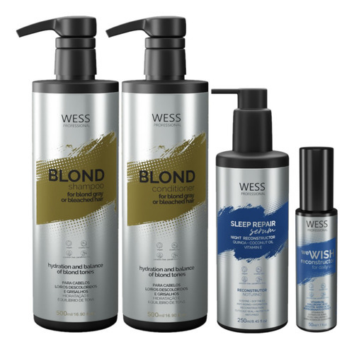 Kit Wess Blond Sh 500ml+cond 500ml+sleep 250ml+wewish 50ml