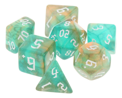 // 4 Juego De 7 Dados Poliédricos Set Bar G G Verde1 Verde1