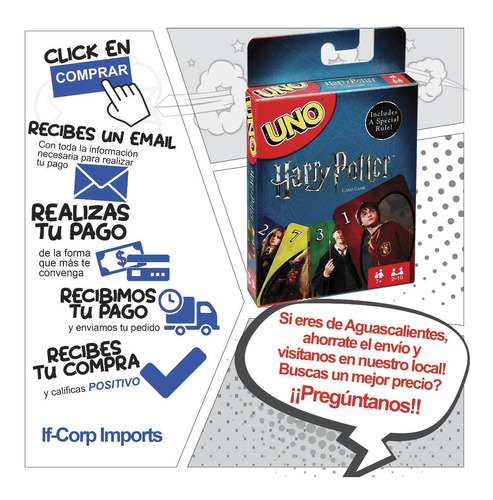 Uno Harry Potter Juego De Mesa Mattel Cartas (Usado)