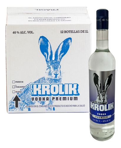 Caja Vodka Cs Krolik 40% Alc. Vol. Premium 1000 Ml