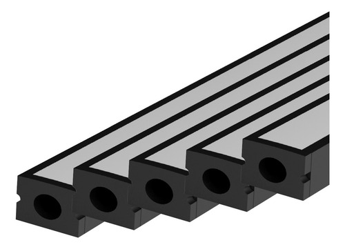 Kit 10 Metros Perfil Led Barra Sobrepor Slat Alumínio 5x2m 17x15mm Preto Cod: Alut252607-5 Alut By Avant