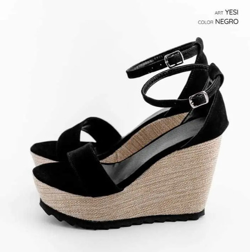 Zapatos Taco Chino Negro Forrados En Yute Y Gamuza | Cuotas sin interés