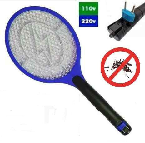 Raquete Elétrica Recarregável Bi-volt Mata Mosquito Moscas