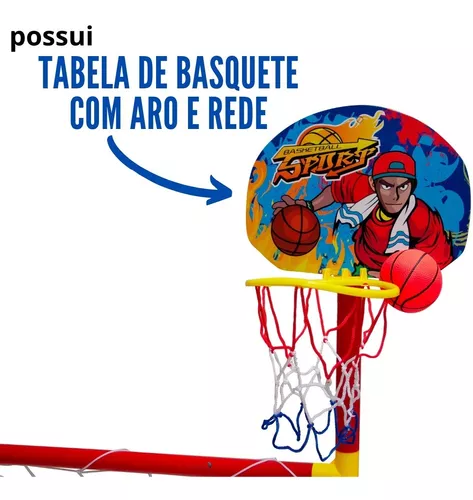 Brinquedo Tabela Cesta de Basquete com Aro + Mini Bola