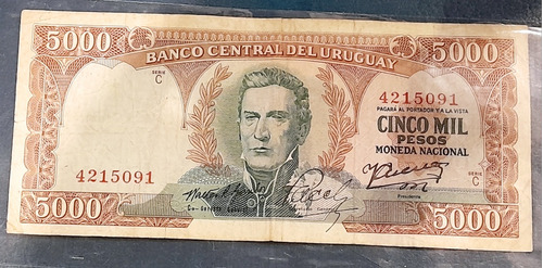 Billete 5000 Pesos Moneda Nacional Uruguay 