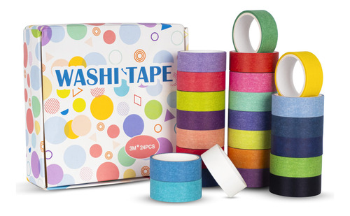 Washi Tape, Paquete De 24 Rollos De Cinta Adhesiva De Sombra