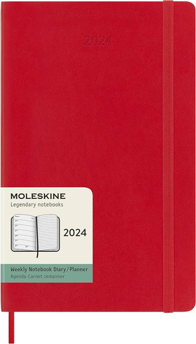 Agenda Semanal Moleskine 2024 Tapa Blanda Roja-l