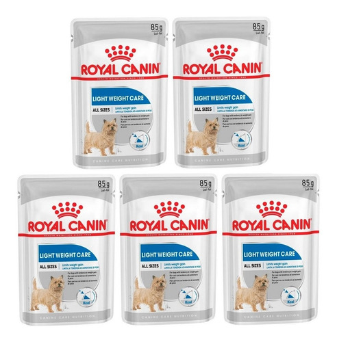 Kit 5 Unidades Sachê Mini Light Weight Care 85g Royal Canin