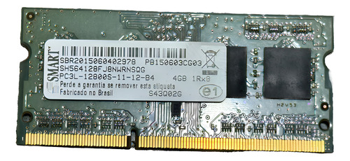 Memória Ram Notebook Ddr3 Pc3l 12800s 1 X 4gb Smart (Usado)
