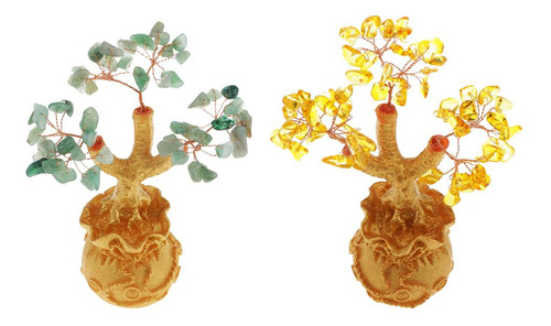 2 / Set Crystal Tree Tabletop Luck Health Fortune Trees