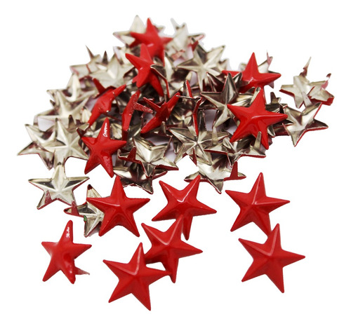 50 Unids Rojo Grande Estrella Remache Stud Punk Leathercraft