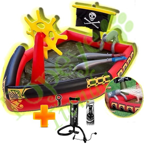 Pileta Pelotero Inflable Barco Pirata Con Espadas + Inflador