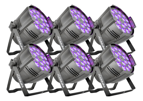 Kit 6 Refletor Optipar Led 18x18w Rgbwa+uv Hexaled 6n1 Festa