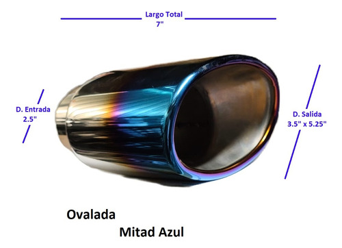 Colilla Escape Ovalada Mitad Azul Punta Acero Terminal Inox.