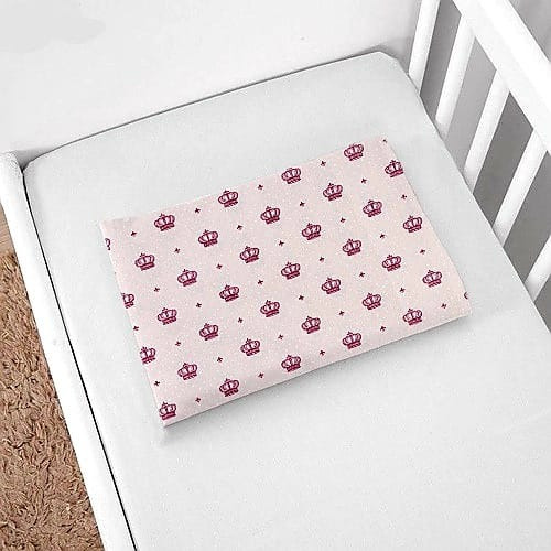 Kit 2 Fronha Simples Travesseiro Bebê 30x40 Infantil 200fios Cor Coroa Rosa Estampado