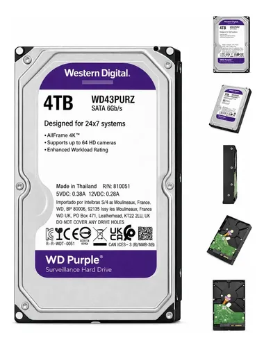 WD Purple 4TB WD43PURZ 監視用ハードドライブ Disco Rígido Wd Purple Hd 4tb Para Cftv Wd43purz Intelbras | Frete