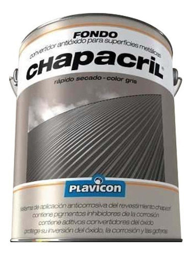 Convertidor exterior Plavicon Chapacril para metálicas color gris 4L