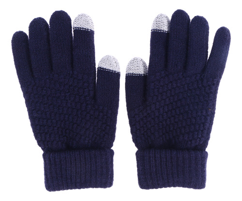 Guantes Azules Lisos Con Pantalla Táctil Para Mujer Y Hombre