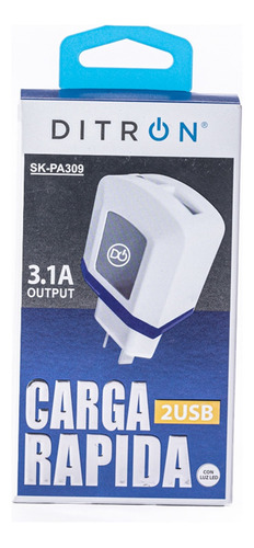 Cargador Ditron Carga Rapida 3.1a Celular Doble Usb Colores